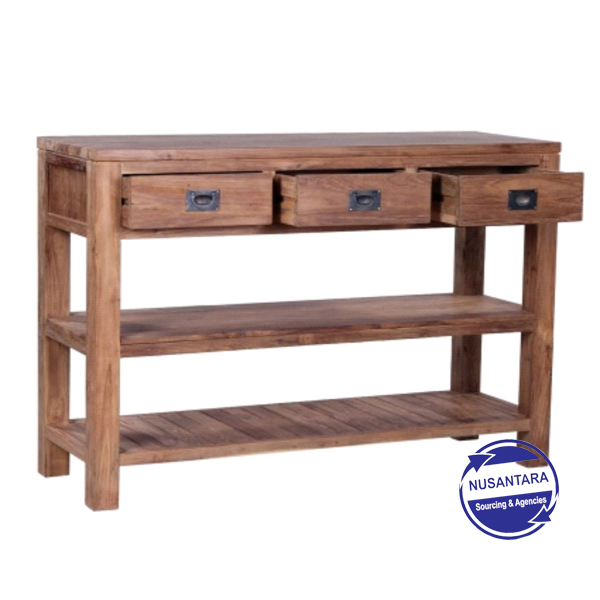 RECYCLED TEAK CONSOLE 3 DRAWER